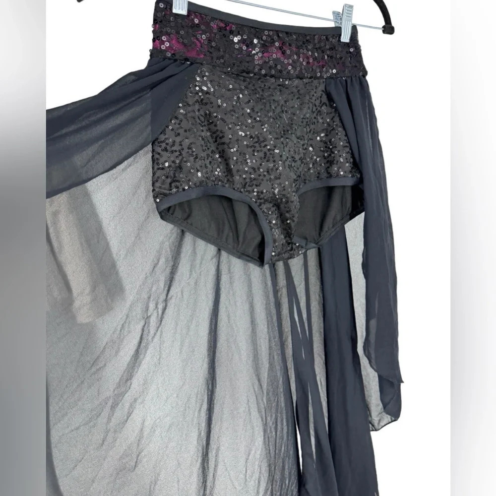 Weissman dance bottoms with attached skirt. Sequins black womens small costume - Picture 2 of 6